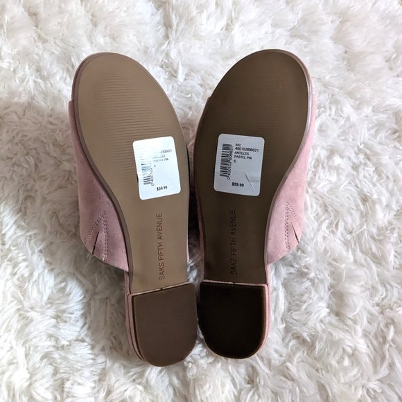NWT Saks Fifth Avenue Antilles Suede Sandals in Pastel Pink - Picture 4 of 6